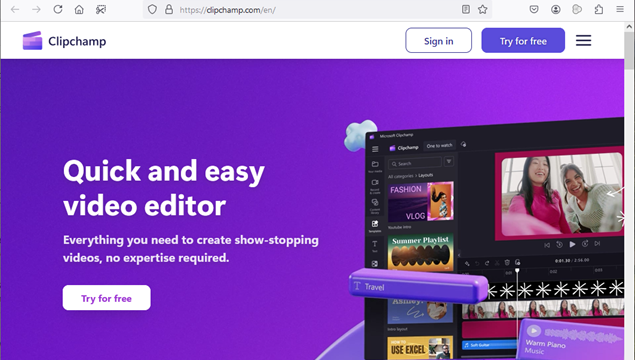 Clipchamp Homepage