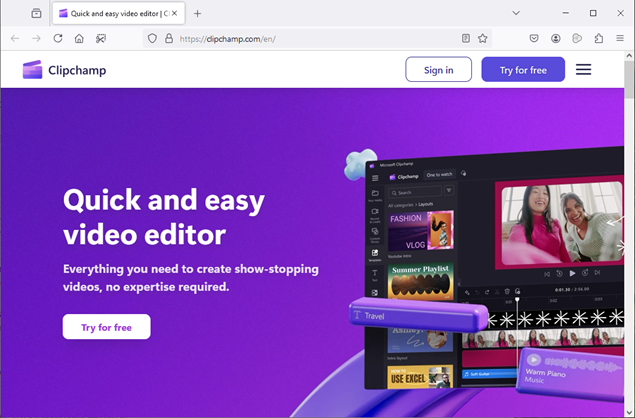 Clipchamp Homepage